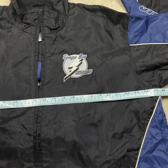 Vintage NHL Tampa Bay Lightning Windbreaker Jacket Black Blue Large Retro 90s - Picture 11 of 12